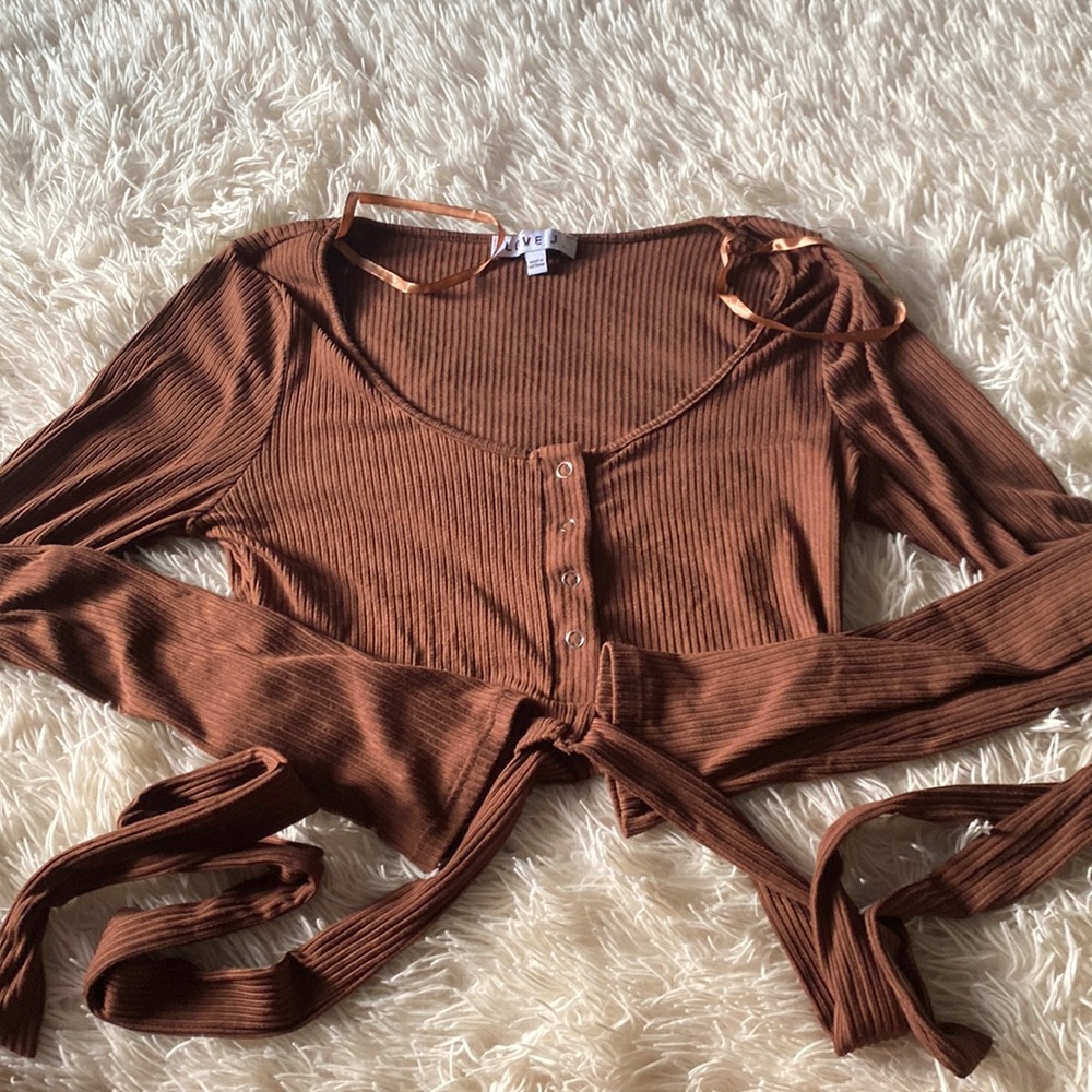 LOVE J Brown Crop Top | L